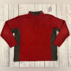 Columbia Men's Red and Gray Quarter Zip Fleece Sweater Size XL